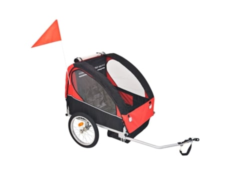 Remolque de bicicleta VIDA XL para niños rojo y negro (30 kg)