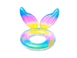 Anillo flotante inflable para adultos con lentejuelas gruesas y forma de sirena