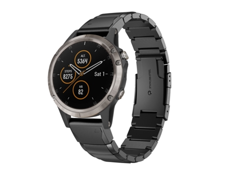 Correa de Reloj Inteligente para Garmin Fenix 5 Plus de 22 mm de Acero Inoxidable con Carcasa de Tortuga (Negro)