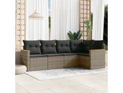 Conjunto de sofás de jardín de 5 piezas DKD Home Decor con cojines de mimbre gris
