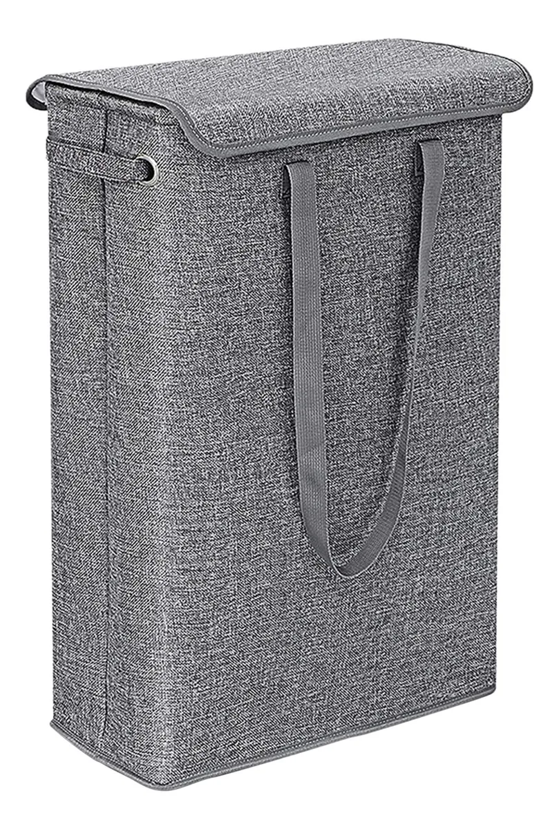Cesta de ropa plegable con asas resistentes, color gris oscuro