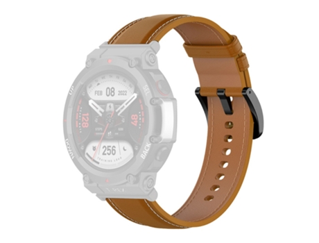 Correa de piel auténtica ajustable con herramienta para Huami Amazfit T-Rex 2 - marrón claro