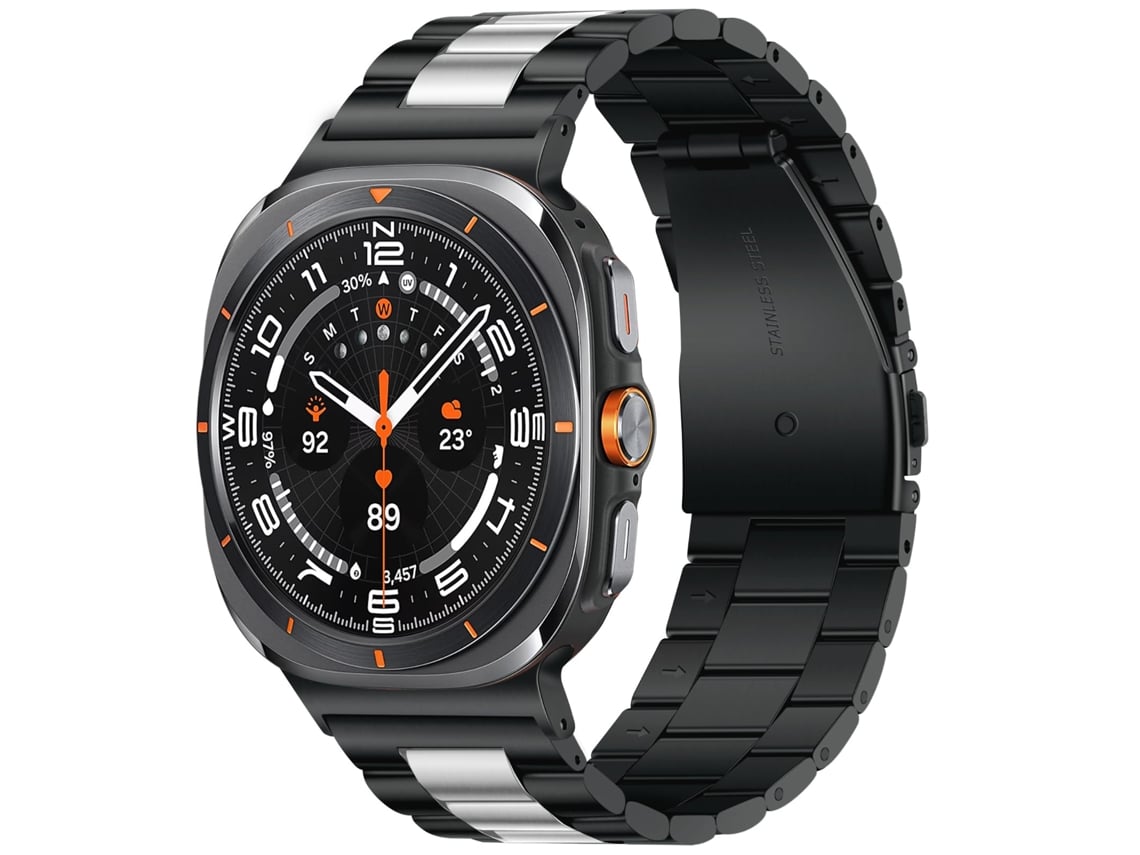 Correa de acero inoxidable Yuysan para Samsung Galaxy Watch 8 Classic BT/Lit de 46 mm, color negro y plateado