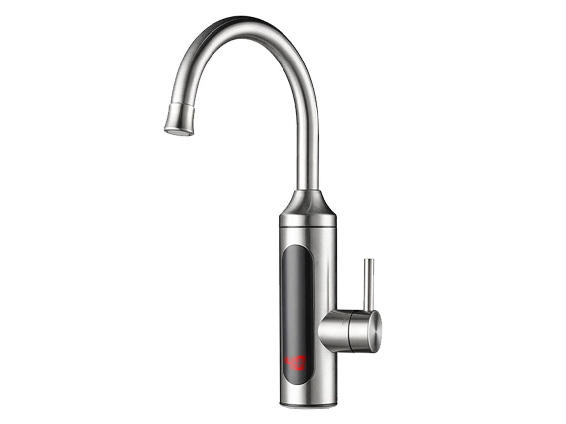 Grifo eléctrico instantáneo de 3300 W, acero inoxidable, IPX4, pantalla LED, rotación de 360°