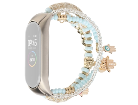 Correa de aleación de aluminio bohemio con cuentas para Women For Xiaomi Mi Band 3/4 - azul
