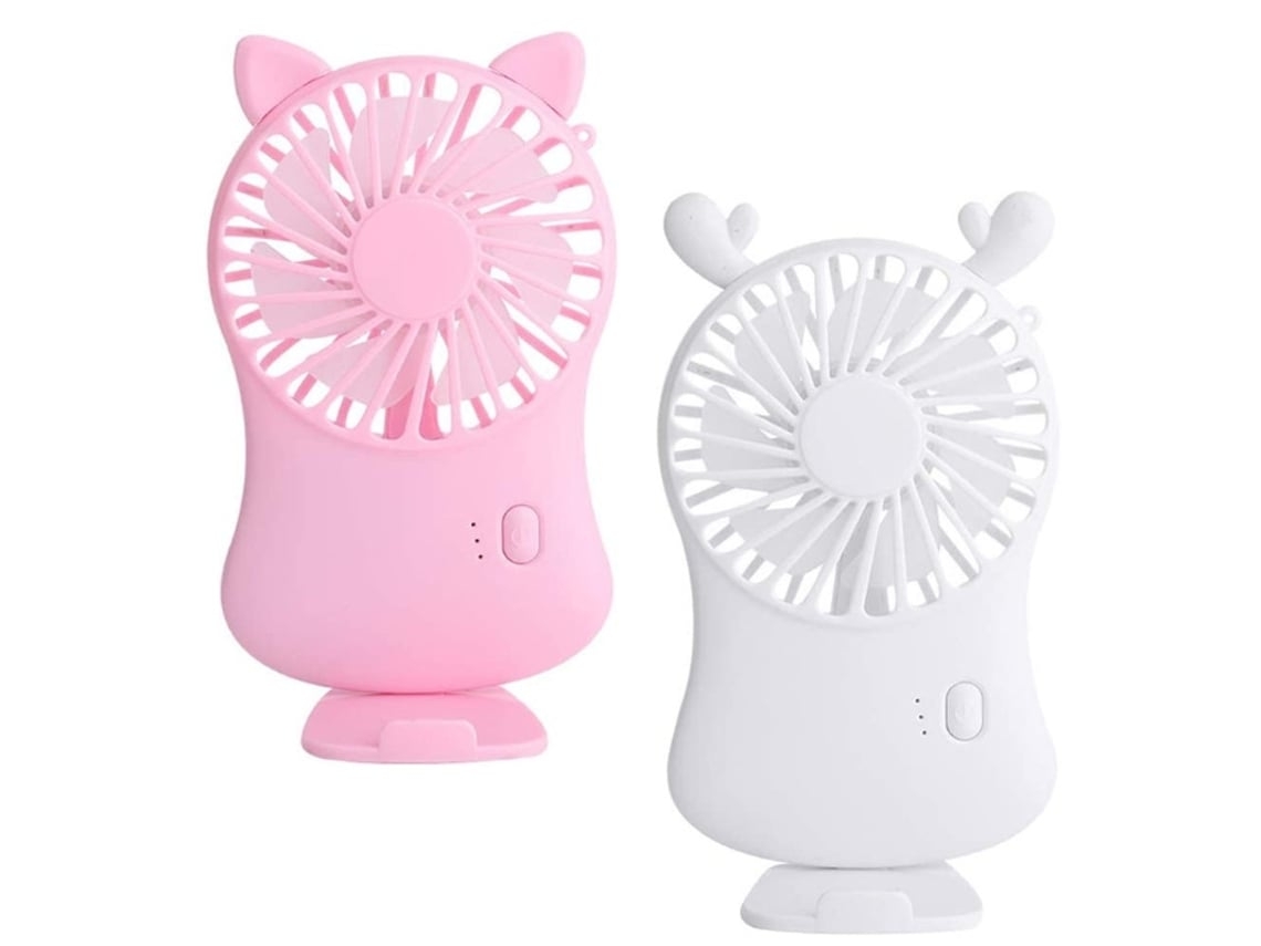 Ventilador portátil de 2 piezas, mini ventilador de escritorio, silencioso, de mano, 3 velocidades ajustables, cable USB de bolsillo, blanco y rojo Gusshious