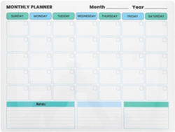 Calendario mensual para nevera, pizarra blanca autoadhesiva no magnética para escribir y borrar.