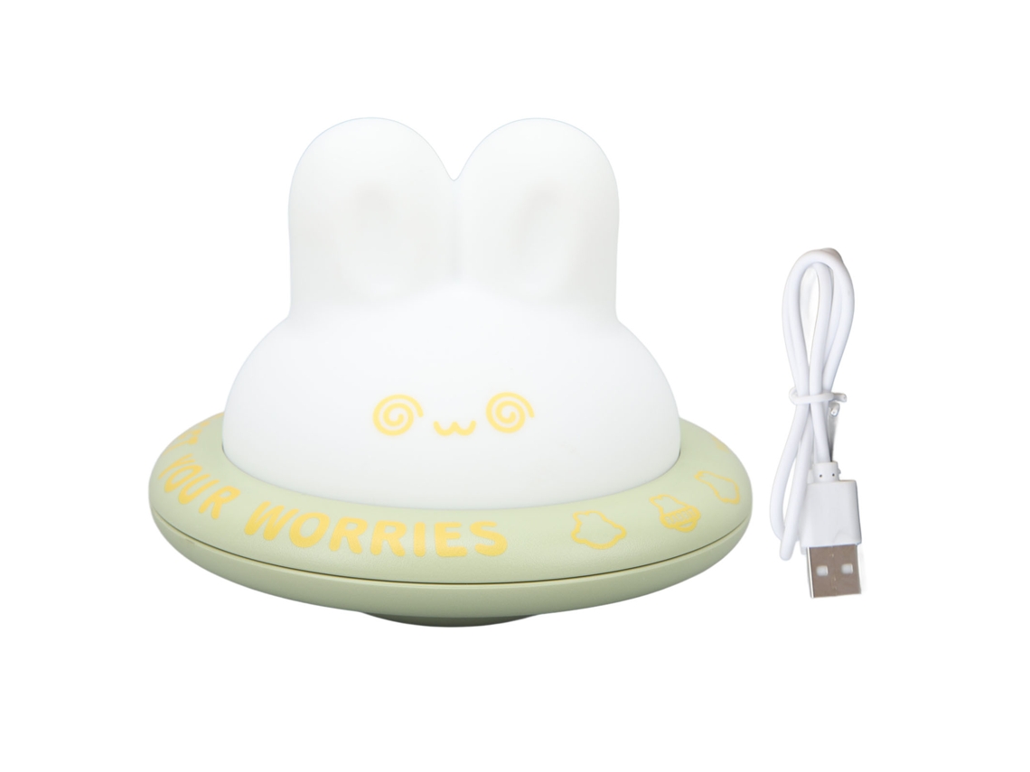 Rebe-lámpara De Noche Conejo Cute Recargable 3 Niveles Luz Cálida Silicona Suave Led Para Decoración De Dormitorio Verde