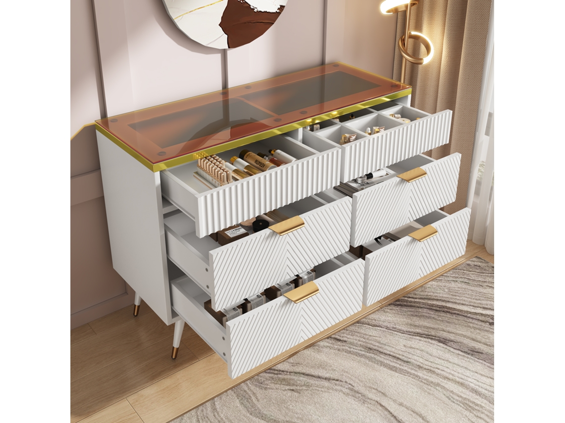 Aparador Moderno 3 Cajones Madera L117,5cm Dormitorio Sala