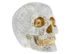Estatua De Calavera De Halloween Linjou Adorno Decorativo De Mesa Casa Embrujada Día De Muertos Plata