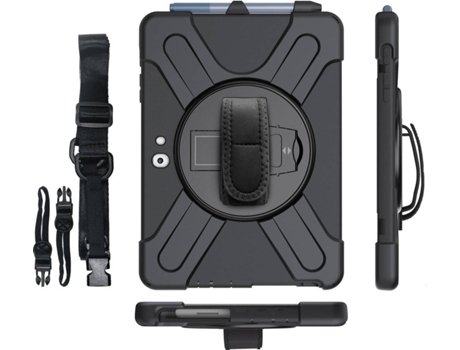 Kit Funda, Protector de Pantalla y Soporte Magnético Microsoft Surface Go 3 Survivor (Negro)