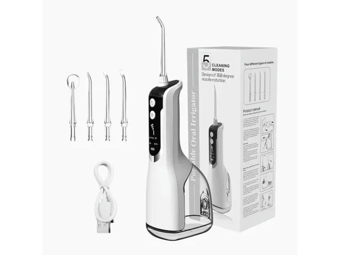 DIGITALLAB Irrigador Bucal Dental Jet Agua 5 Velocidades 330Ml Blanco