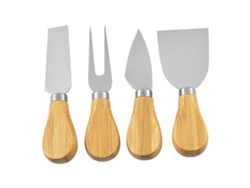 Juego de 4 Cuchillos para Queso con Mango de Madera de Acacia NEVEANCE