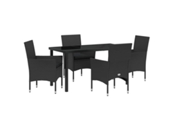 Maison Exclusive - Conjunto De Comedor De Jardín 5 Pcs Negro Ratán Sintético
