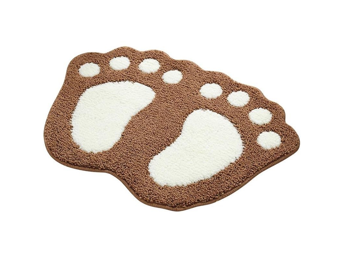 2026-alfombra Anti-deslizante Absorbente Baño Diseño Pies Grandes Poliéster Marrón 40x60cm Marrón