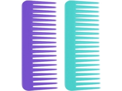 2 Peines De Dientes Anchos Para Cabello Rizado Grueso, Fino, Húmedo O Seco Para Mujeres Y Niñas (verde Claro/morado)