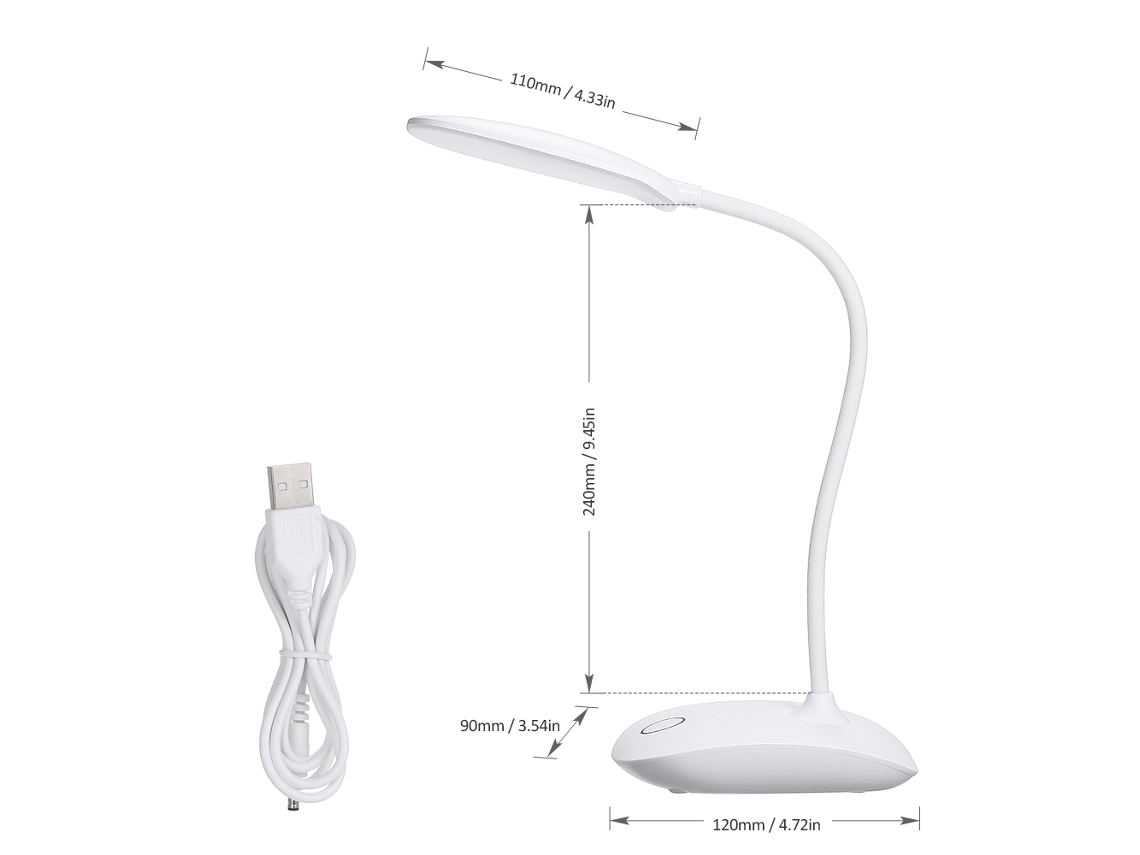 2026-lámpara De Escritorio Led Recargable Usb Con Rotación 360°, 3 Niveles De Brillo, Control Táctil Y Protección Para Los Ojos