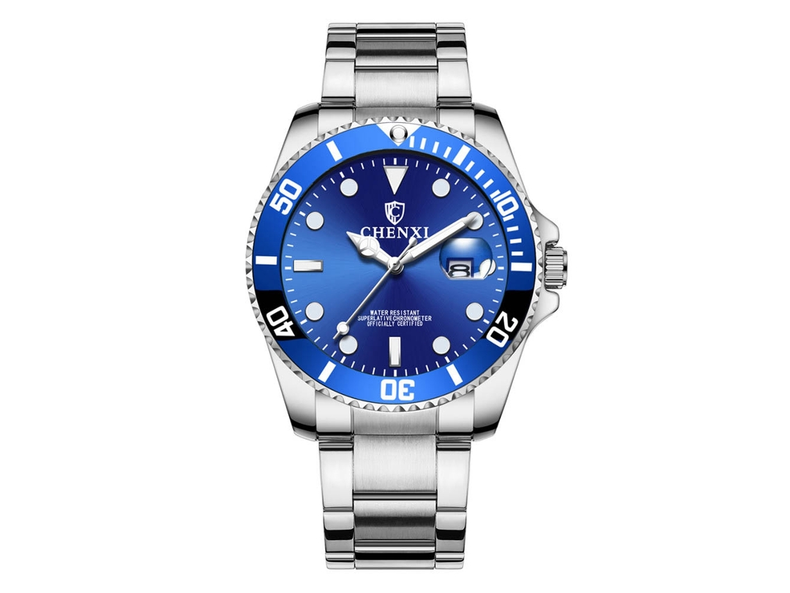 Reloj De Pulsera De Moda Para Hombre Con Brazalete De Acero Inoxidable, Resistente Al Agua, Azul.