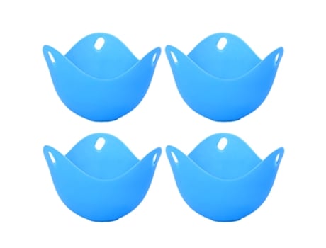 4 piezas de cocedor de huevos escalfados con soportes de anillo taza de silicona para escalfar huevos en microondas o estufa azul ZMDECQNA