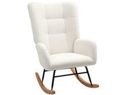 Mecedora Teddy Velvet PRIME KANG de metal y madera, para dormitorio y salón, 70x94x100 cm, blanco crema.