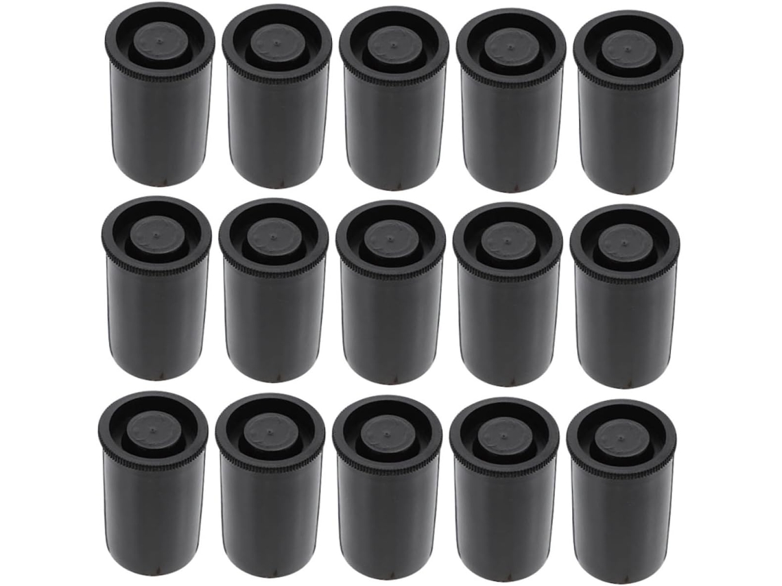 Recipientes Reutilizables Para Película Fotográfica, 50 Unidades, Tapa De Plástico Negro.