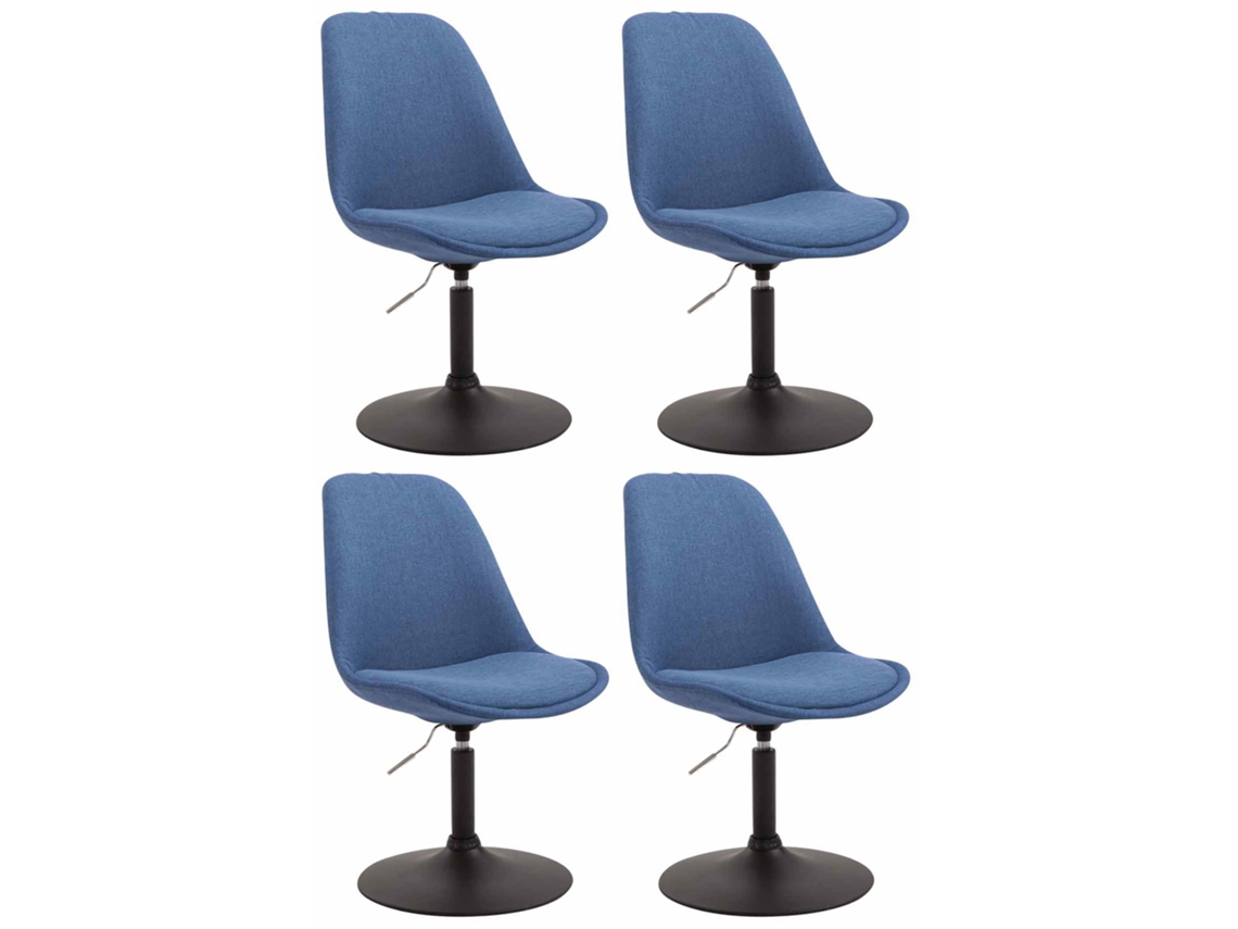 Juego de 4 sillas de comedor en tela CLP Maverick azul/negro.