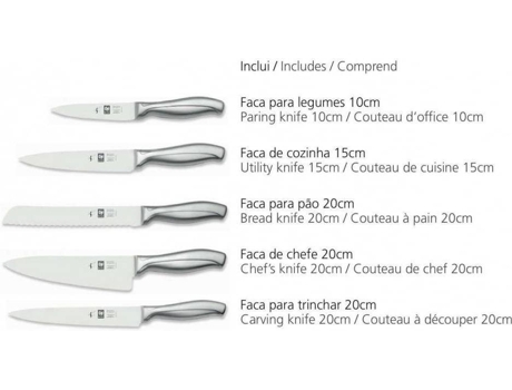 Bloque + Cuchillo de Cocina ICEL Absolute Steel 20 (5 piezas)