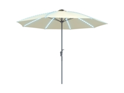 Sombrilla Terraza Exterior Con Luces Led Protección Uv50+ Poste De Aluminio Manivela Techo Ventilado Ø300x256 Cm Crema