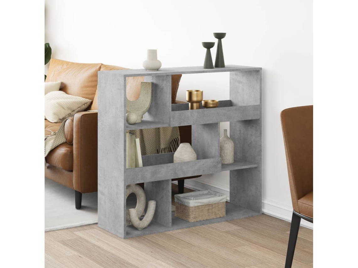 Biombo plegable | Separador de ambientes 100x33x94,5 cm, color gris cemento, fabricado con derivados de madera.