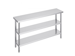 Mesa de acero inoxidable de 152 x 36 cm con estantes ajustables para cocina y exterior Tekmaquinas
