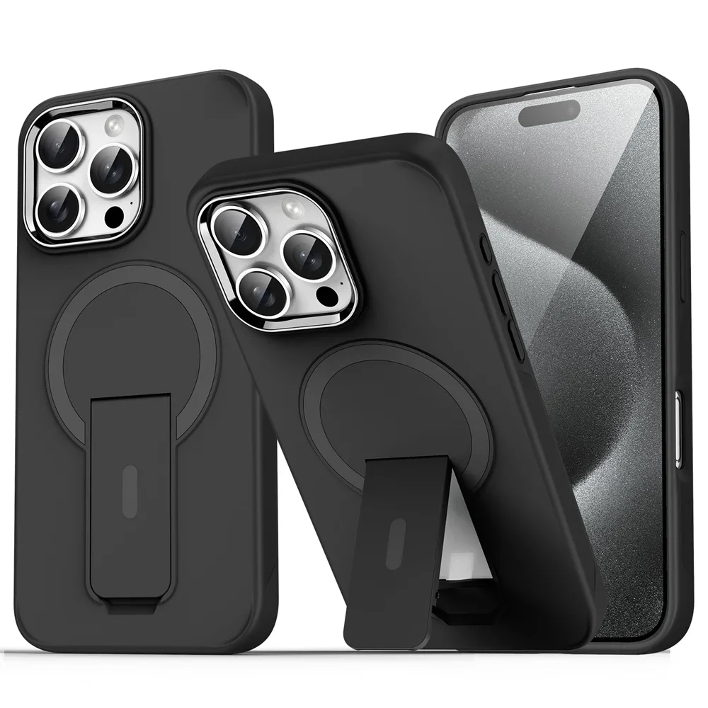 (iphone 14, Negro) Funda Magnética Plegable Magsafe Para Iphone, Cubierta Trasera Semitransparente Mate