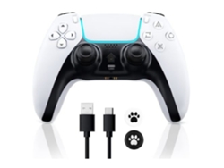 Mando inalámbrico para PS4, compatible con consolas PS4/Slim/Pro/PC, joystick de juego con doble vibración, panel táctil y altavoz integrado, color blanco Lalalamoli