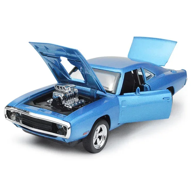 (azul) Modelo De Coche Challenger A Escala 1/32 - Coche Deportivo Potente