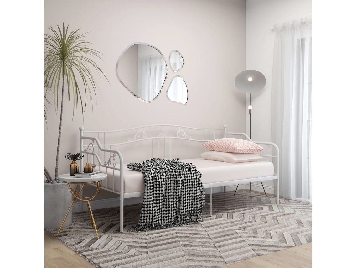 Sofá cama de 90 x 200 cm, metal blanco, WSD148684