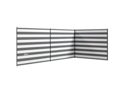 Biombo plegable para playa, poliéster, barras de acero, 540 x 150 cm, gris.