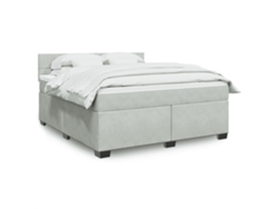 Cama Box Spring Con Colchón Terciopelo Gris Claro 180x200 Cm