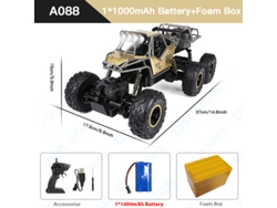Coche RC 112 con luz y batería recargable, control remoto de 2.4G, buggy todoterreno de aleación, camión para niños, color dorado. Aeuzwr