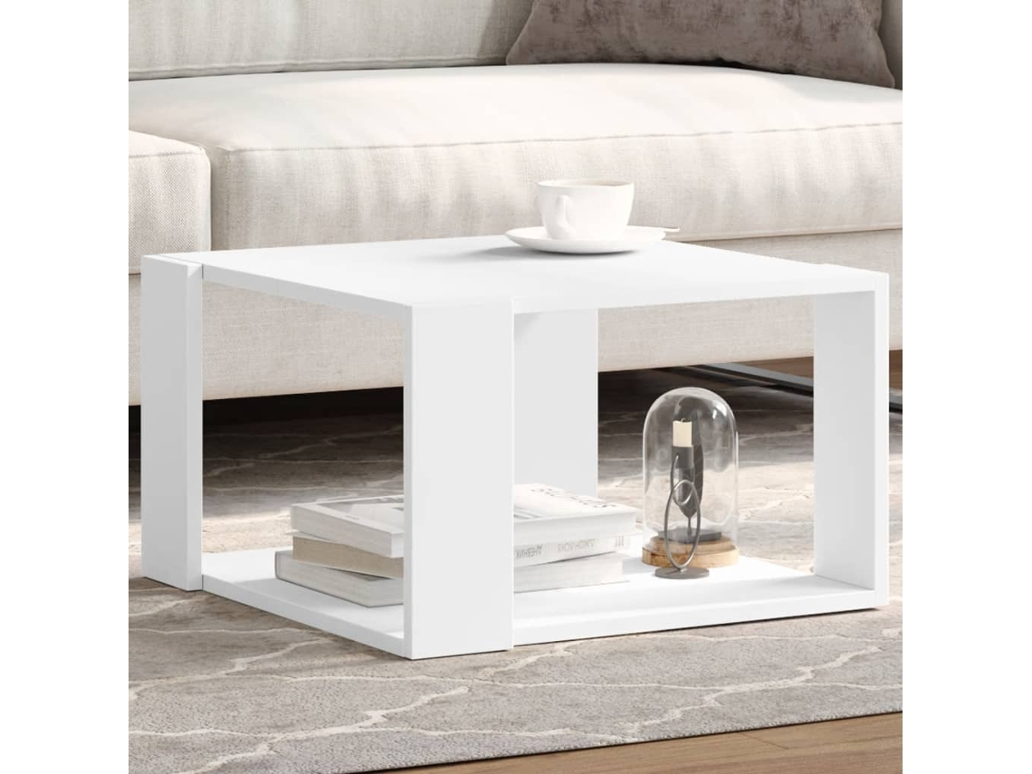 Mesa De Centro Madera De Ingeniería Blanca 51,5x51,5x30 Cm