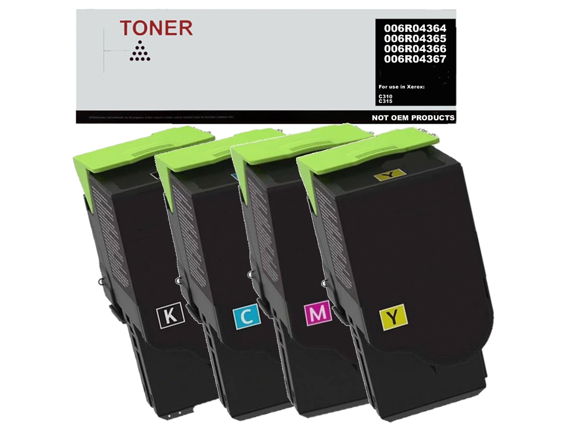C310 C315 pack 4 toner compatible con Xerox 006R04364 006R04365 006R04366 006R04367 negro 8000 pag, C M Y 5500 pag GENÉRICO