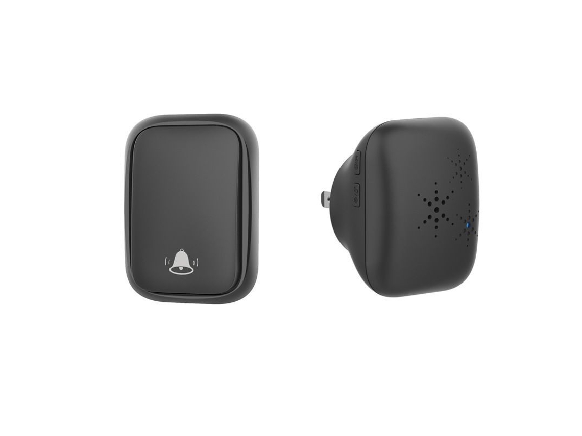2026-timbre Inalámbrico Autonomo Linjou Sin Baterías 200m 38 Tonos 3 Niveles Volumen Fácil Instalación Negro Negro