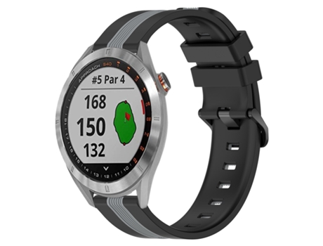 Correa de reloj inteligente para Garmin Approach S40 Correa de reloj de silicona vertical bicolor de 20 mm (negro + gris)