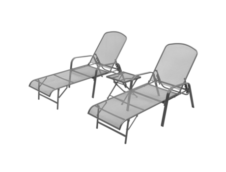 MAISON EXCLUSIVE - Tumbonas con mesita 2 unidades acero gris antracita