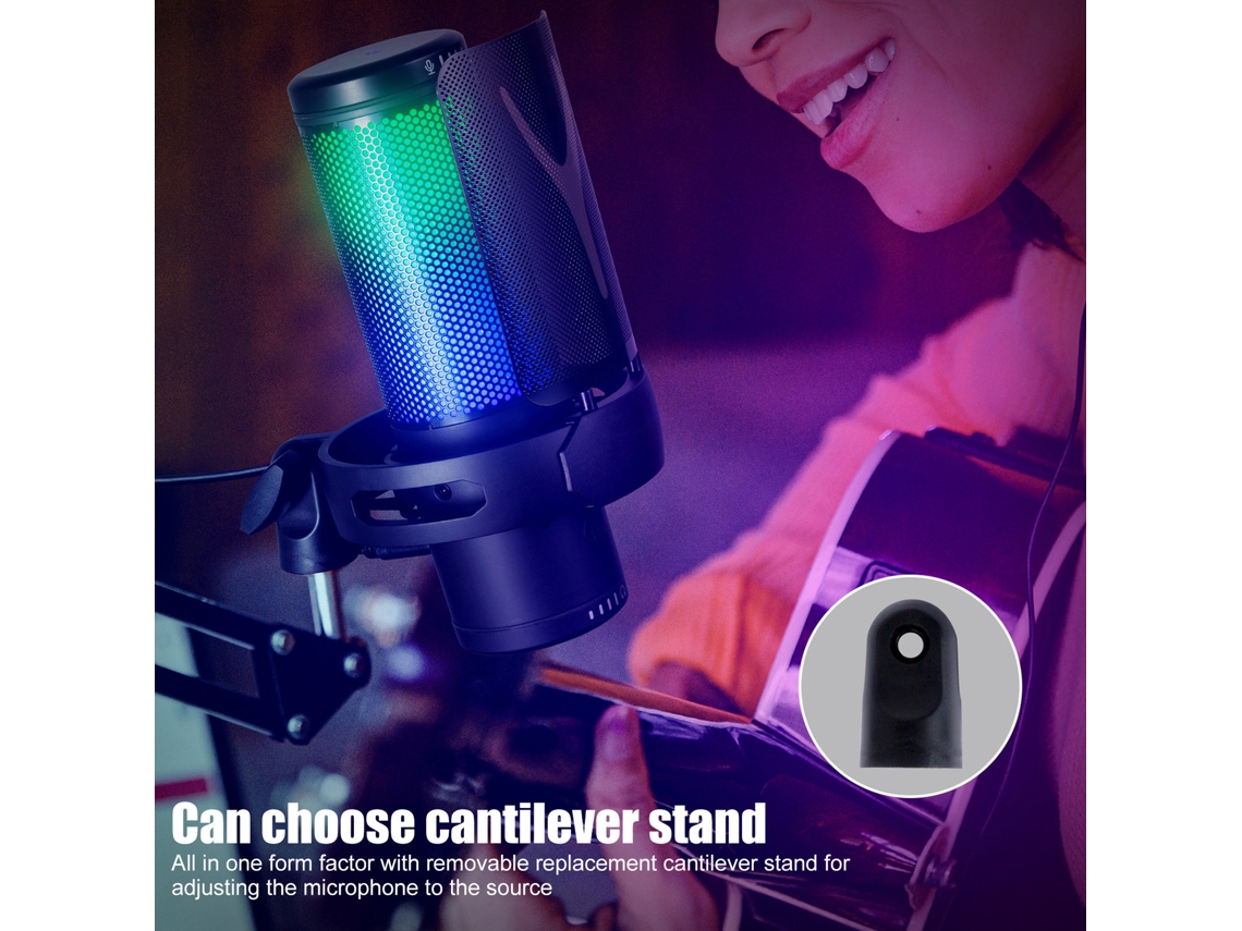 Microfone Usb Profissional Plug And Play Com Redução De Ruído Rgb Para Live Broadcast E Monitoramento