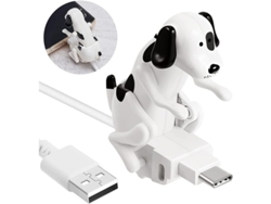 Cable De Carga Usb-c Perro Con Movimiento Automático Para Teléfonos Móviles, Blanco