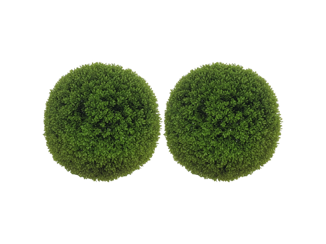 2 bolas artificiales de boj de 40 cm para decoración de interior y exterior, color verde oscuro.
