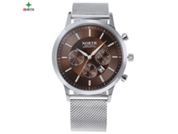Reloj analógico de cuarzo para hombre, resistente al agua, acero inoxidable Pulsera Café