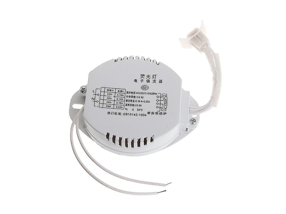 Balastro Para Lámpara Fluorescente 22w-40w Factor De Potencia Alto 0.92 Resistente Al Calor Fácil De Instalar Blanco