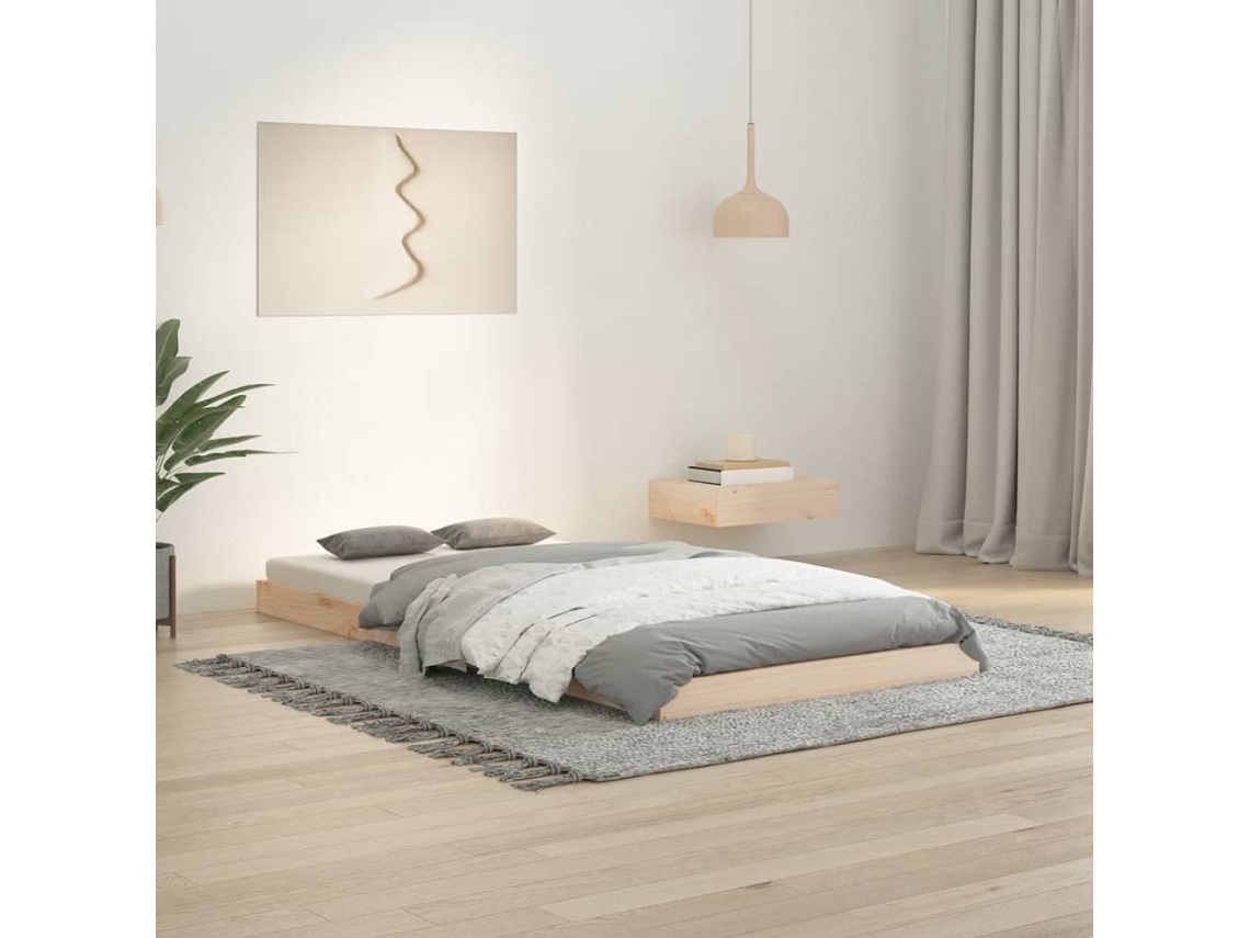 Estructura De Cama Madera Maciza De Pino 90x190 Cm