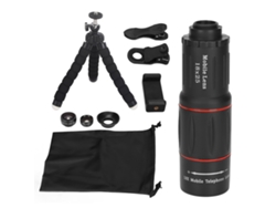 Kit De Lentes De Cámara 4 En 1 Para Teléfonos Móviles Con Teleobjetivo 18x, Ojo De Pez, Macro Y Gran Angular Para Smartphones, Tabletas Y Pc.