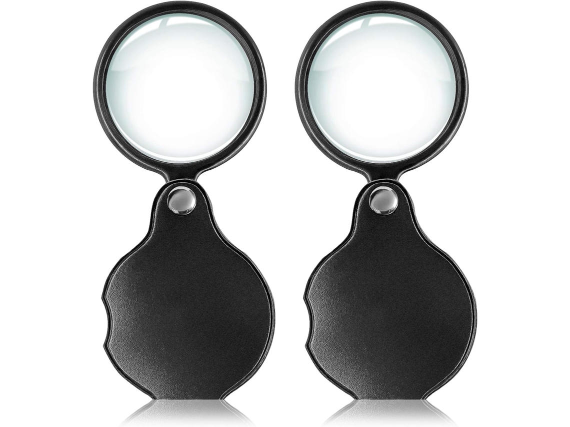 MEOIRUERY 2uds 8x Lupa de Bolsillo Pequeña Premium Plegable con Funda de Cuero Giratoria, Ideal para Lectura, Ciencia, Joyería, Aficiones, Libros, 1,96 pulgadas